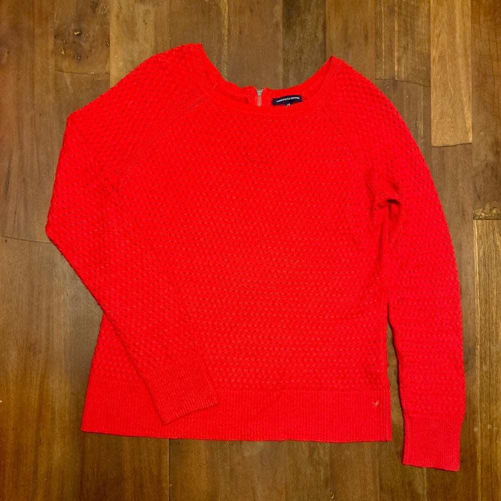 American Eagle Light Red Zipper Back Sweater Top